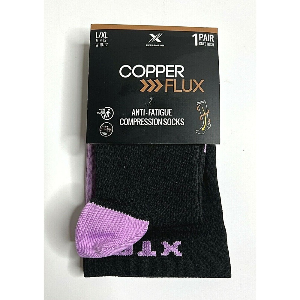 NEW Copper Flux Knee High Anti-Fatigue Compression Socks L/XL 1 Pair Travel Etc